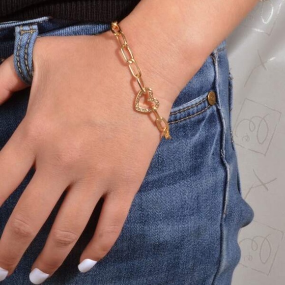 Heart Gold Tone Chain Bracelet - Picture 3 of 4